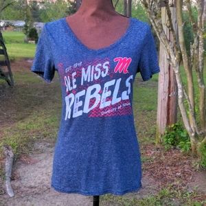 Creative Apparel Navy/White V-Neck Short Sleeve Fitted Ole Miss Rebels UnivofMS